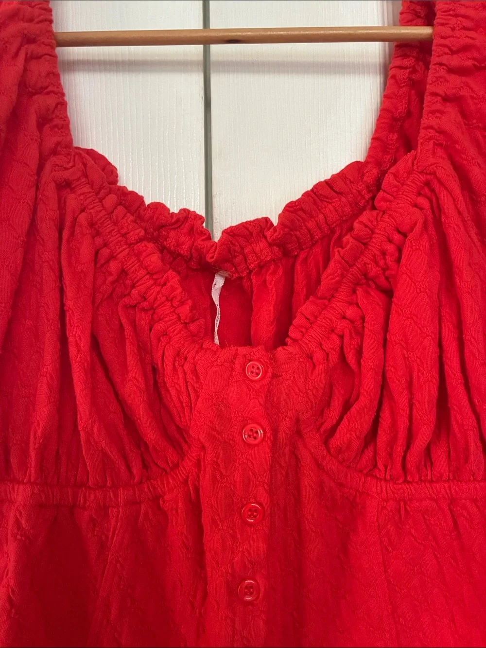 New Free People Ladybug blouse Smocked Crop flambé Top Shirt
